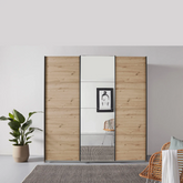 Rauch Forms Artisan Oak & Mirror 3 Door Sliding Wardrobe - Free Assembly - Pendle Village Furniture